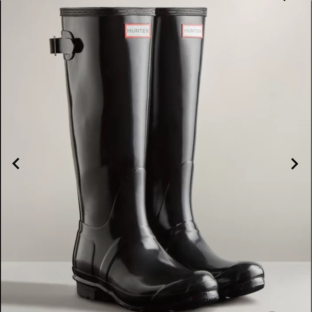 Hunter tall back adjustable gloss rain boots